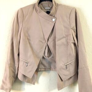 White House Black Market Crop Jacket Size 2 Tan 100% Lyocell Office Business